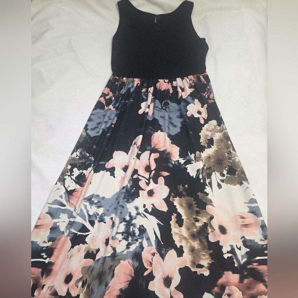 Zattcas Sleeveless Tank Stretch Floral Maxi Summer Dress- Size Lg